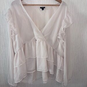 Torrid Sheer Ruffle Blouse - Soft Cream